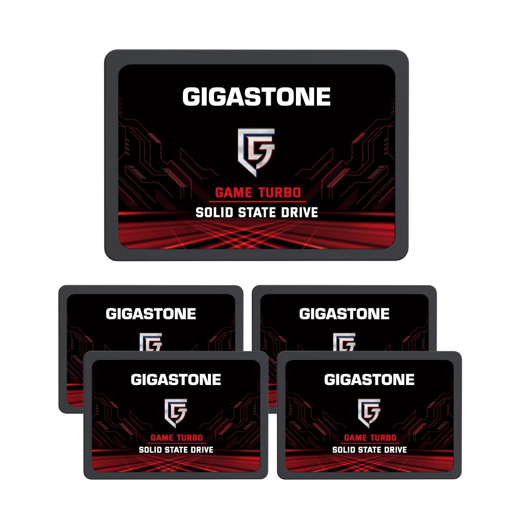 Gigastone SATA SSD 256GB (5-Pack) 2.5 inch SSD 520MB/s Upgrade Laptop PC Memory and Storage PS4 HDD Replacement 2.5" Internal Solid State Hard Drives SATA III SLC Cache 3D NAND Game Turbo Performance