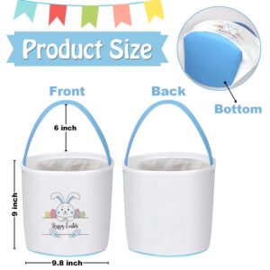 PARTYWIND Easter Baskets for Kids Egg Hunt Games, Easter Baskets Bags with Handle for Boys and Girls Party Supplies Favors, Cute Easter Goodie Bag Stuffers (Blue)