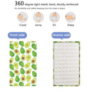 Avocado Green Themed Fitted Crib Sheet,Standard Crib Mattress Fitted Sheet Toddler Bed Mattress Sheets-Baby Sheet for Boys Girls, 28“ x52“,Fern Green Pale Avocado Green Pale Caramel Yellow Green