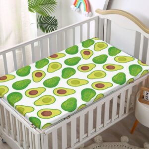 Avocado Green Themed Fitted Crib Sheet,Standard Crib Mattress Fitted Sheet Toddler Bed Mattress Sheets-Baby Sheet for Boys Girls, 28“ x52“,Fern Green Pale Avocado Green Pale Caramel Yellow Green