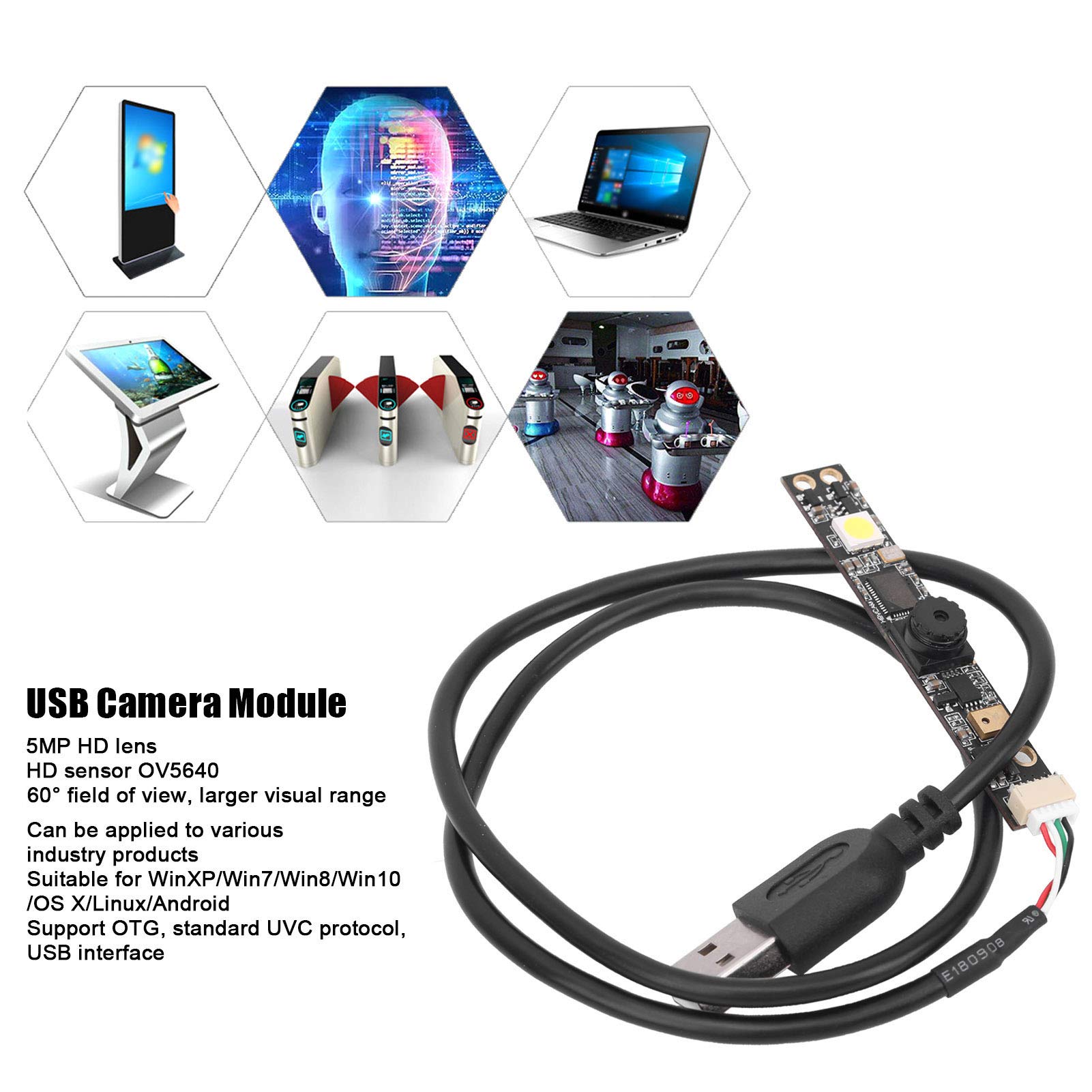 USB Camera Module 5MP USB Interface HBV 1825 for WinXP Win7 Win8 Win10 OS X