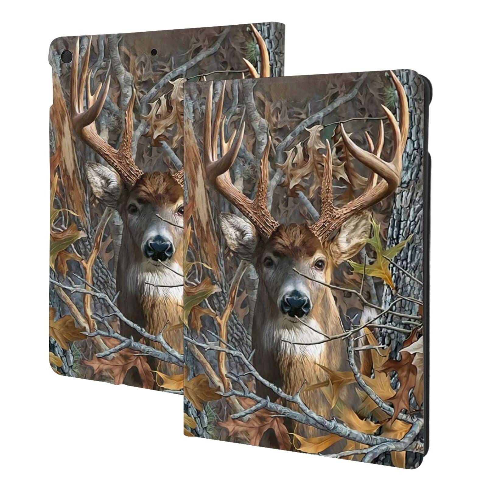 Camo Buck Deer Case iPad 10.2 Case, Ipad 7th/8th/9th Generation Case Premium Pu Leather Stand Cover Case,Protective Shockproof Cover Auto Sleep Wake