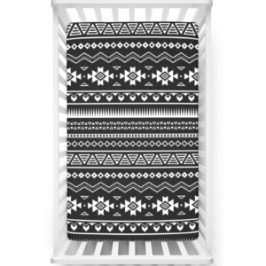 aztec themed fitted crib sheet,standard crib mattress fitted sheet toddler bed mattress sheets-baby sheet for boys girls, 28“ x52“,black white