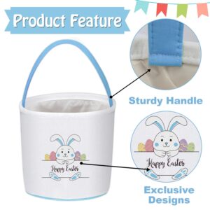 PARTYWIND Easter Baskets for Kids Egg Hunt Games, Easter Baskets Bags with Handle for Boys and Girls Party Supplies Favors, Cute Easter Goodie Bag Stuffers (Blue)