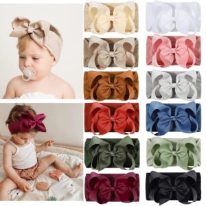 ayesha baby headbands with soft nylon hairbands and hair bows for newborn, toddler, and baby girls (12 pack)