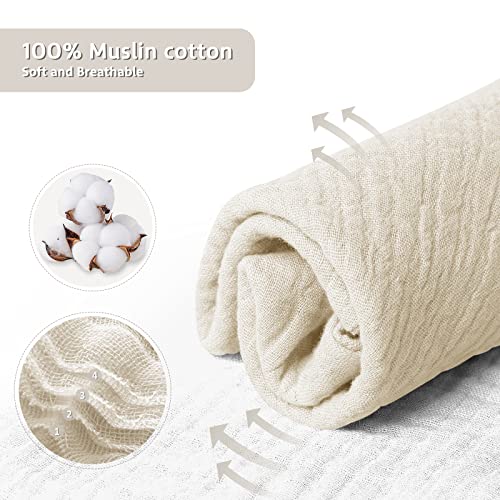 Lulu moon Baby Security Blanket for Unisex, Cotton Muslin Baby Lovey, Soft & Breathable Lovie Baby Gifts for Boys and Girls, 15 * 12 Inch (Cream)