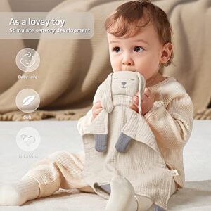 Lulu moon Baby Security Blanket for Unisex, Cotton Muslin Baby Lovey, Soft & Breathable Lovie Baby Gifts for Boys and Girls, 15 * 12 Inch (Cream)