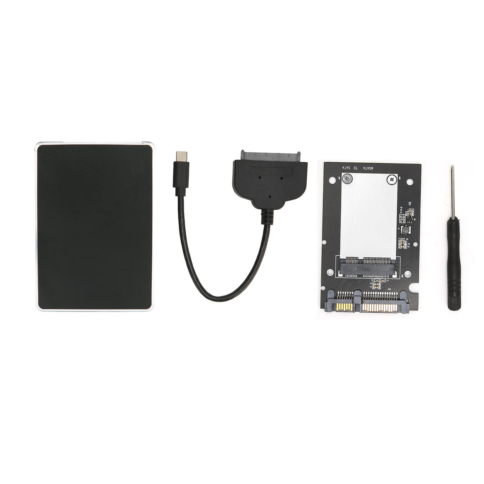 SSD Adapter Box Kit, Top and Bottom Cover Construction 10Gbps Transfer, Aluminum Material Lightweight and Durable, MSata to SATA HDD SSD Suitable for Windows