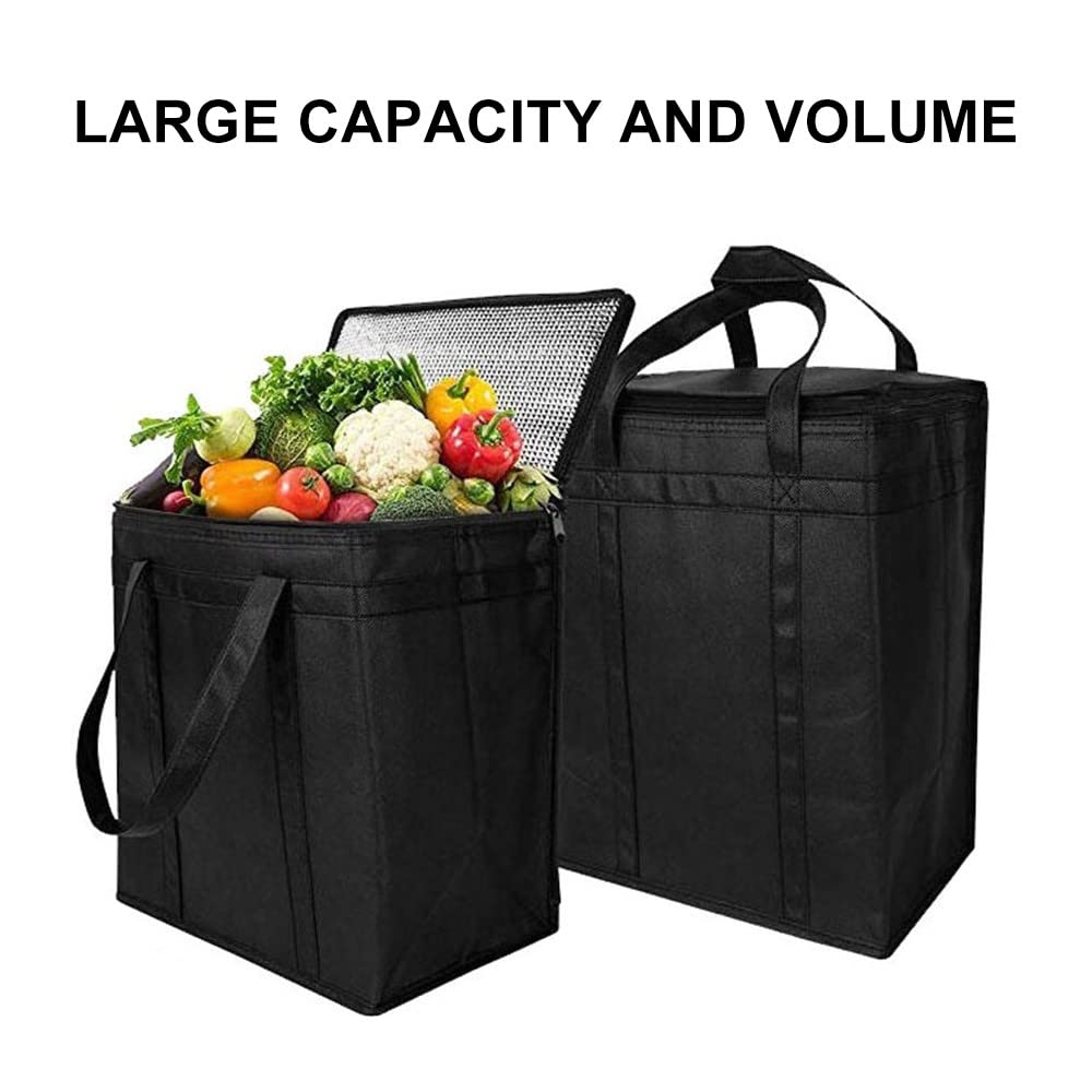 Insulated Grocery Bags, Collapsible Commercial Food Delivery Bag Reusable Picnic Cooler Bag for Food & Groceries Delivery Restaurants