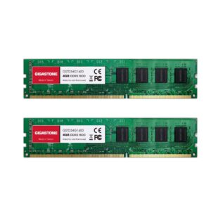 【ddr3 ram】 gigastone 8gb kit (2x4gb) ddr3/ddr3l 1600mhz (1333mhz) pc3-12800 (pc3-10600) cl11 1.35v/1.5v 2rx8 udimm 240 pin unbuffered non ecc high performance pc desktop memory upgrade