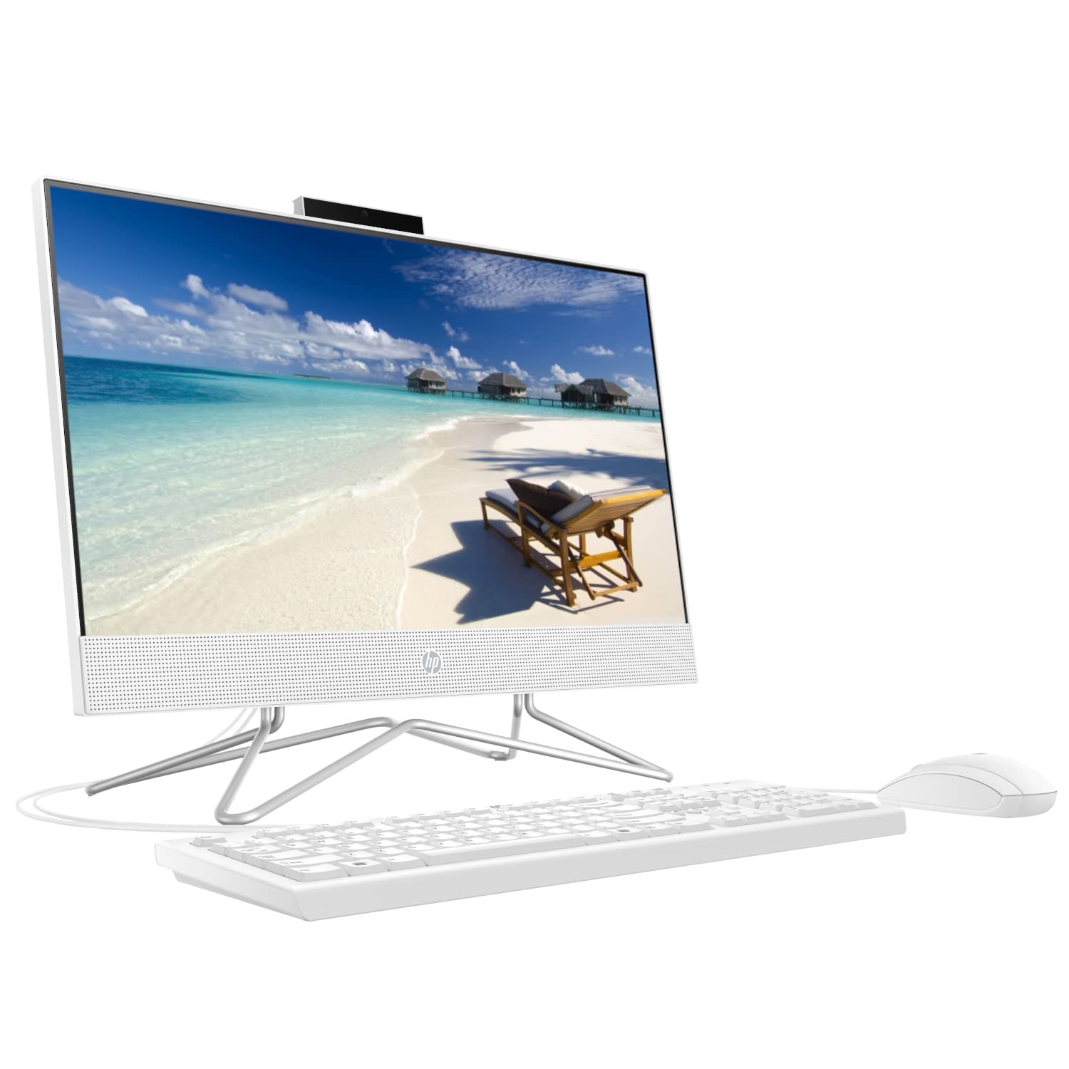 HP All-in-One Desktop, 21.5" FHD Display, Intel Celeron J4025, 16GB DDR4 RAM, 1TB PCIe SSD, Webcam, Wired Keyboard&Mouse, WiFi, HDMI, RJ-45, Windows 11 Home, White