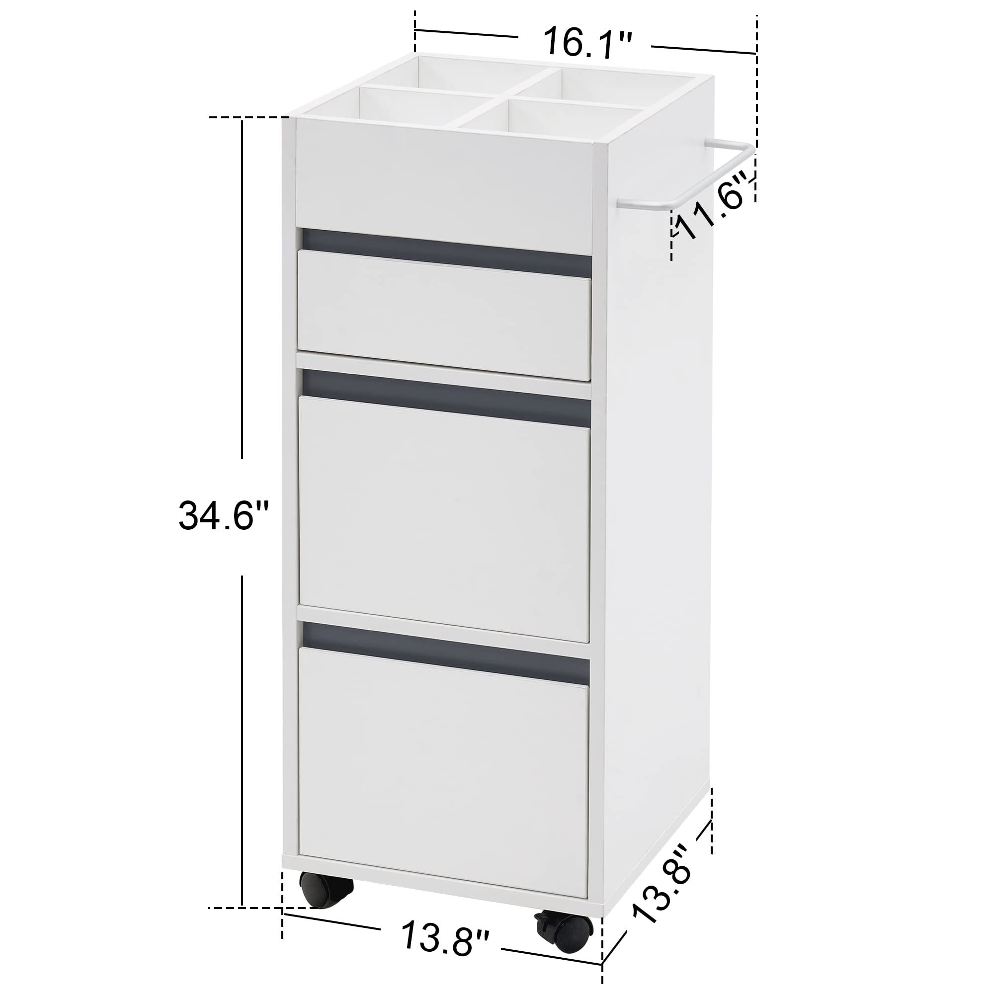 BarberPub Salon Trolley with Drawers Barber Cart Storage Cabinet Beauty Organizer Spa Equipment 2039 (White)