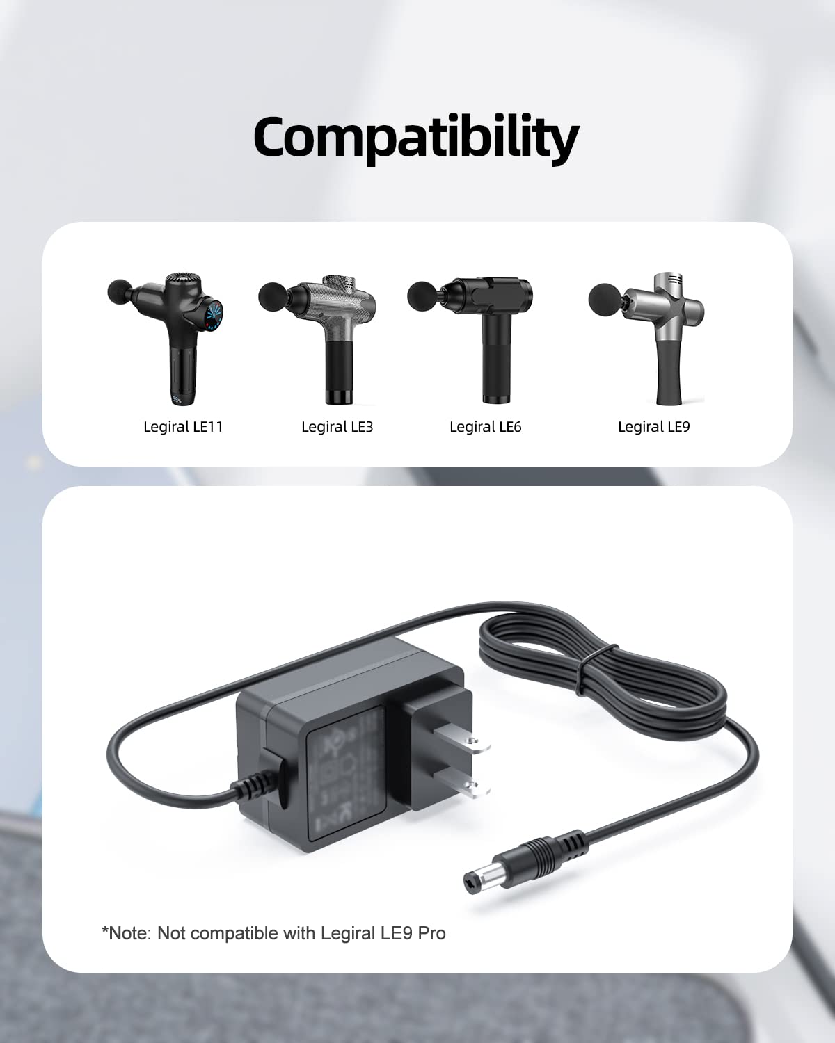 24V Charger Replacement for Legiral Le3 Le6 Le9 Le11 Massage Gun AC Adapter Power Cord Supply