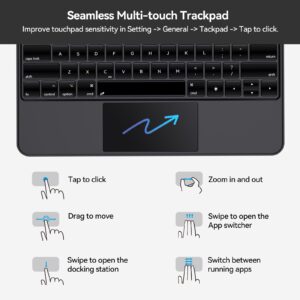 AUSDOM Magic-Style Keyboard Case for 2024 iPad Air 13(M2) and iPad Pro 12.9 (6th/5th/4th/3rd Gen), Magnetic Floating Wireless Backlit Rechargeable Bluetooth Keyboard with Multi-Touch Trackpad, Black