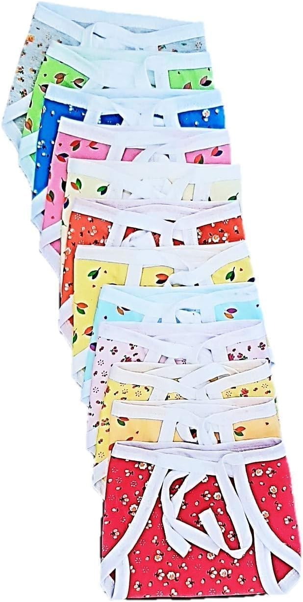 BlueQueen Baby's Cotton Cloth Diapers/Langot Washable and Reusable Nappies (Multicolour, 0-6 Months) Pack of 10 Pieces | Cloth Diapers Reusable for Boys and Girls, Baby Diaper