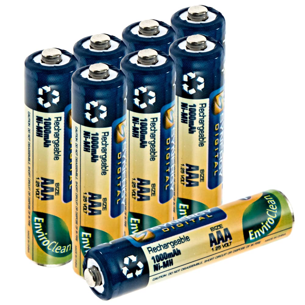 Synergy Digital AAA Batteries, 8-Pack, Ultra High Capacity, Triple A Rechargeable Batteries (Ni-MH, 1.25V, 1000 mAh)