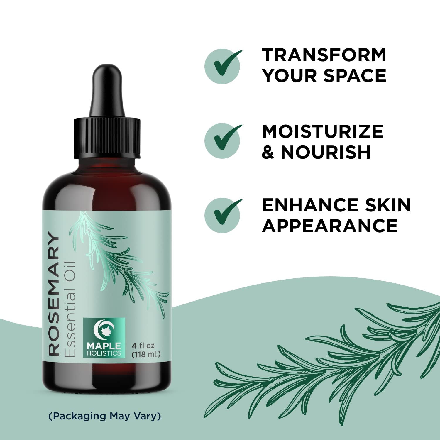 Maple Holistics Hair Regrowth Bundle - Pure Rosemary Oil for Hair Growth with Boost Hair Thickening Serum with Peppermint Black Castor Oil and More - Advanced Biotin Hair Growth Serum with Rosemary