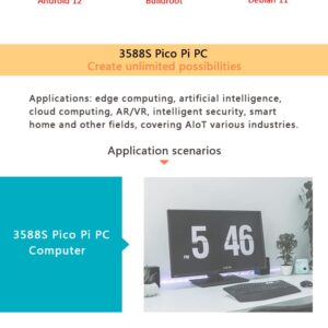 youyeetoo Pico Pi Single Board Computer, RK3588S SBC, 8GB LPDDR4 RAM, Raspberry Pi 4B+ Form Factor,Support Android 12/Linux/Ubuntu/Debian(Not inlucde Emmc)