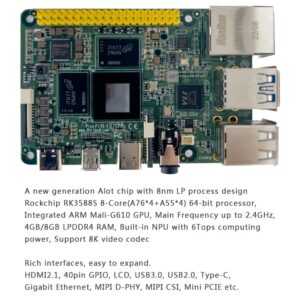 youyeetoo Pico Pi Single Board Computer, RK3588S SBC, 8GB LPDDR4 RAM, Raspberry Pi 4B+ Form Factor,Support Android 12/Linux/Ubuntu/Debian(Not inlucde Emmc)