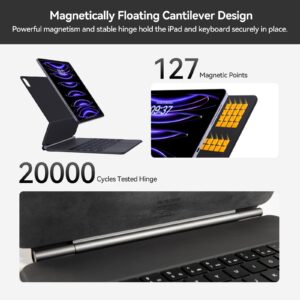 AUSDOM Magic-Style Keyboard Case for 2024 iPad Air 13(M2) and iPad Pro 12.9 (6th/5th/4th/3rd Gen), Magnetic Floating Wireless Backlit Rechargeable Bluetooth Keyboard with Multi-Touch Trackpad, Black