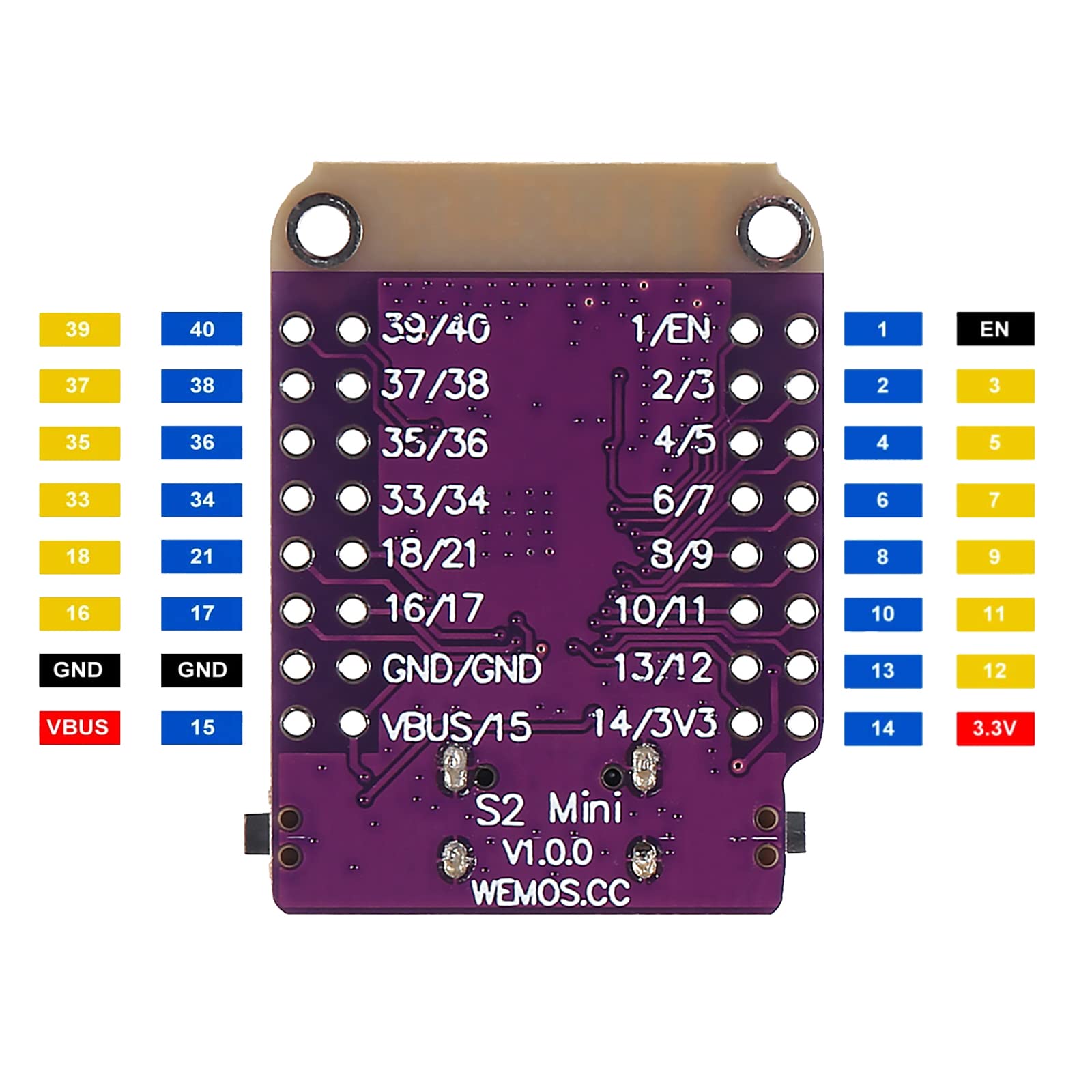 AEDIKO 6pcs ESP32 S2 Mini V1.0.0 WiFi IOT Board Type-C USB Based ESP32-S2 ESP32-S2FN4R2 4MB Flash 2MB PSRAM MicroPython