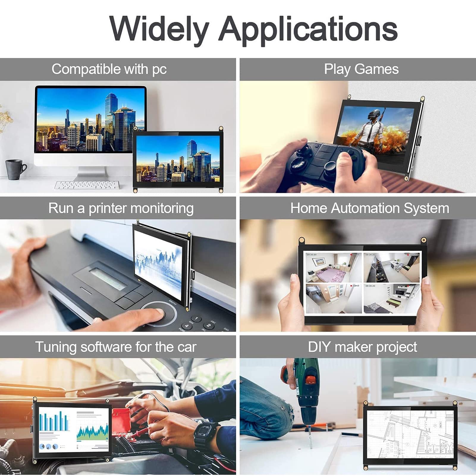 Dpofirs 7 Inch Monitor for Raspberry Pi, 1024x600 for Raspberry Pi Touchscreen Monitor HDMIPortable Monitor Capacitive Pi Display with 178 Degree Viewing Angle