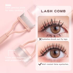 HOSAILY Lashes Buddy False Eyelash Applicator Tool Kit Eye Lash Comb Eyelashes Separator Curler Lash Clip Tweezers Eye Makeup Tool 2 Pack Fake Eyelashes Buddy Tool More Convenient to Wear Lashes