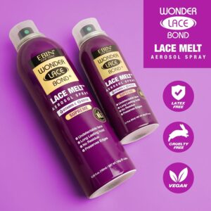 EBIN NEW YORK Wonder Lace Melt Aerosol Spray | Preserves Edges & Undetectable Lace | Long lasting hold | No Residue | Vitamin E + Biotin Infused (180ml./ 6.08oz)