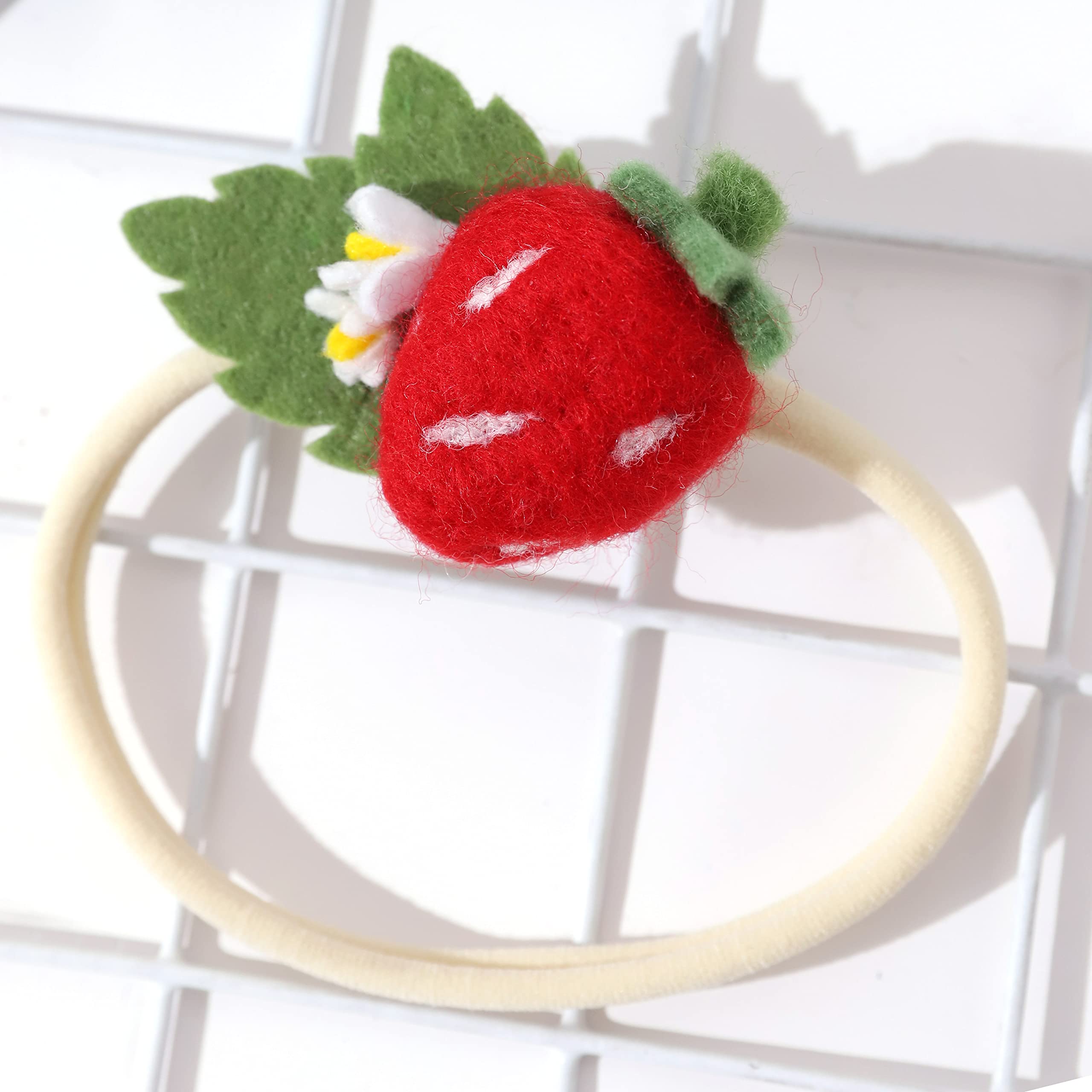 Agkvw Strawberry Hairband - Felt Strawberry Headband for Baby Girls, 1st Birthday Decorations, Baby Headband for New Born Shooting