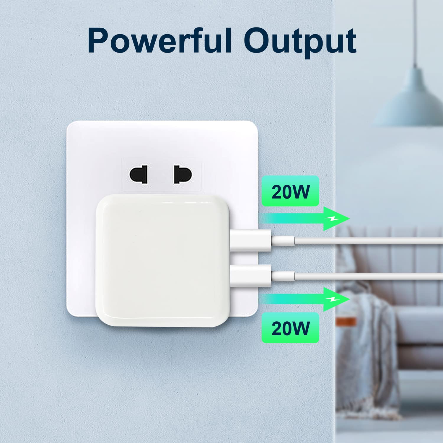 35W Dual USB-C Port Compact Power Adapter PD Foldable USB Type C Plug Fast Wall Charger Block for Android, iPhone 15 14 13 12 11 Pro Max Plus Mini, iPad