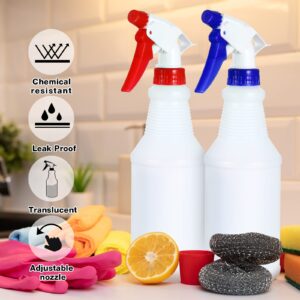 18 Pack Spray Bottles 16 Oz Plastic Spray Bottles Refillable Empty Spray Bottles Clear Spray Bottle with Label Funnels and Adjustable Nozzle Spray Bottle for Cleaning Solutions, Hair Spray