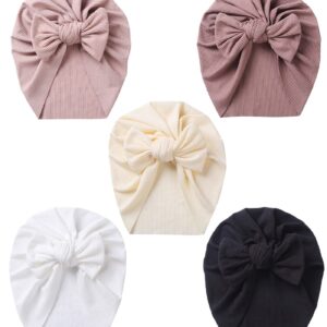 SEAUR Baby Hat Beanie Newborn Hospital Hats Girl Hat with Bow Baby Turban Hats Knot Infant Hat Cotton Soft Cute Beanies Caps Toddler Headwrap C5