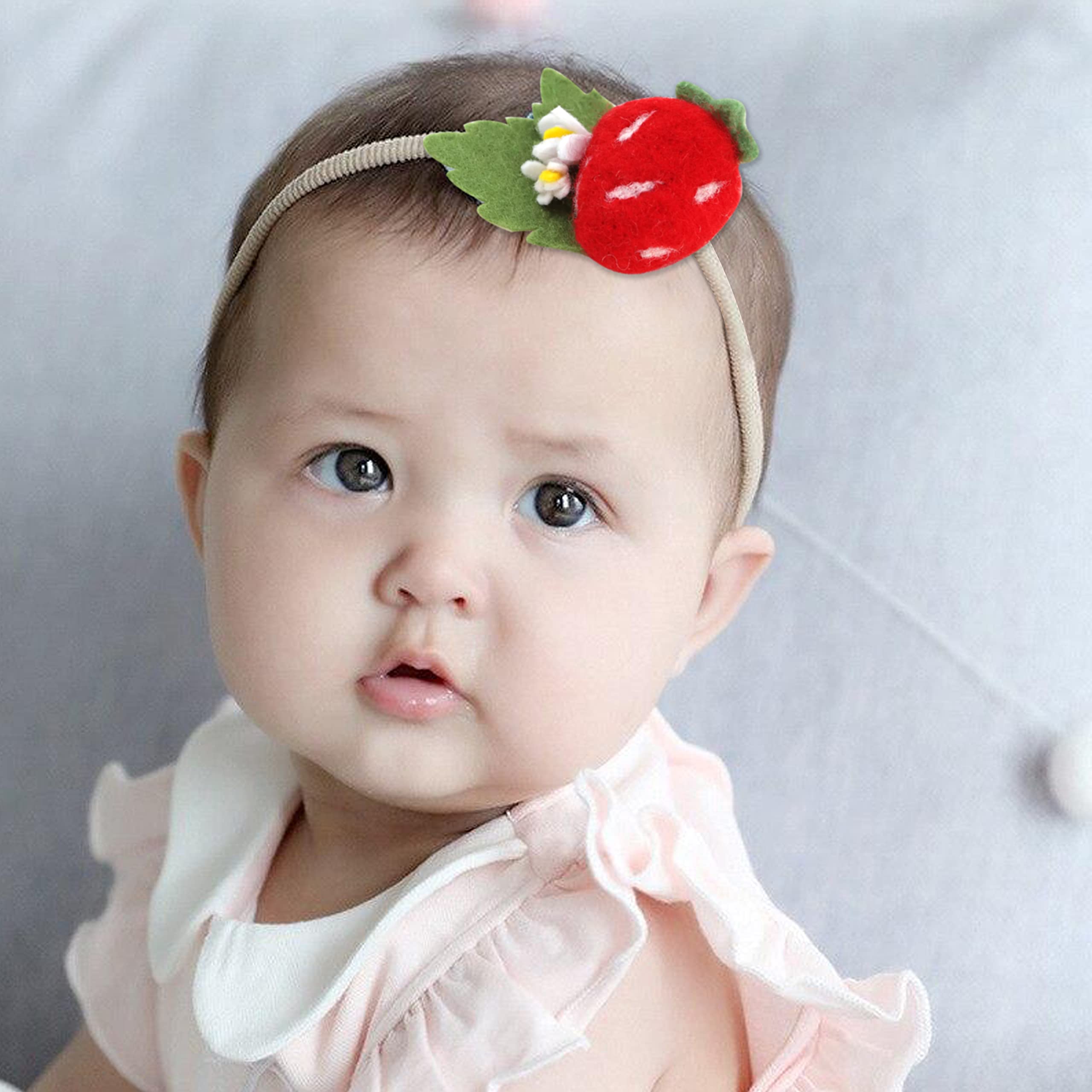 Agkvw Strawberry Hairband - Felt Strawberry Headband for Baby Girls, 1st Birthday Decorations, Baby Headband for New Born Shooting