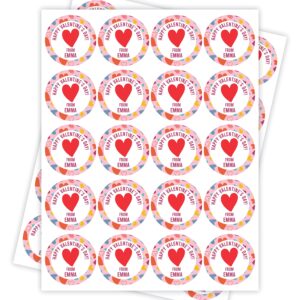 Personalized Valentine's Day Stickers, Custom Happy Valentine's Day Stickers, Valentines Labels, Round Valentines Party Favors, Gift Sticker, VP2304