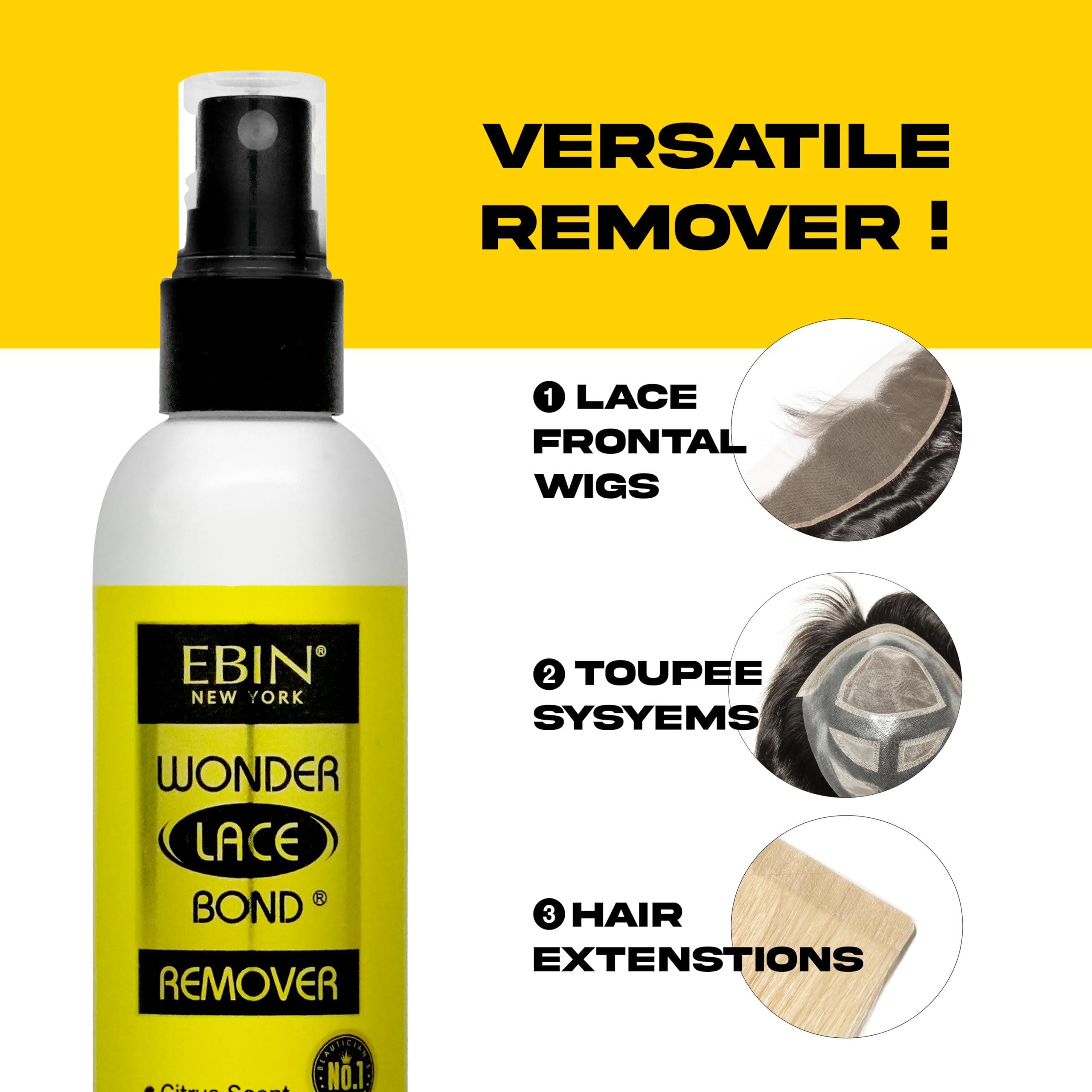 Wig Adhesive Remover Spray - Original 4.05oz/ 120ml | Remover Wig Glue Remover Fast Removes Double Sided Hair Extensions Tape Adhesive| Gentle on Skin | Mist Pump & Nozzle Cap, Fast & Safe Remover