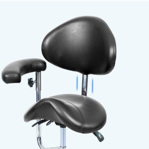 DenFactory Saddle Shape Stool with Backrest Pu Leather Chair Ergonomic Adjustable Swivel Saddle Dental Chair