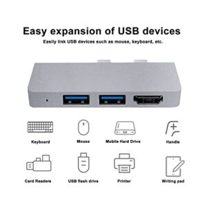 Docking Station for Microsoft Pro 8 9 X, 6 in 2 USB C Hub with 1x 4K Adapter 1xUSB C PD 2X USB 3.0 Port 1xSD 1xTF Card Reader, Converter Combo Adaptor (Silver)