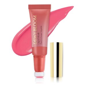 paminify blush beauty wand,matte face blush contour wand with cushion applicator,smooth creamy dewy liquid blush wand,blendable blush rouge stick for cheek,cruelty-free,103 rosa,cool pink