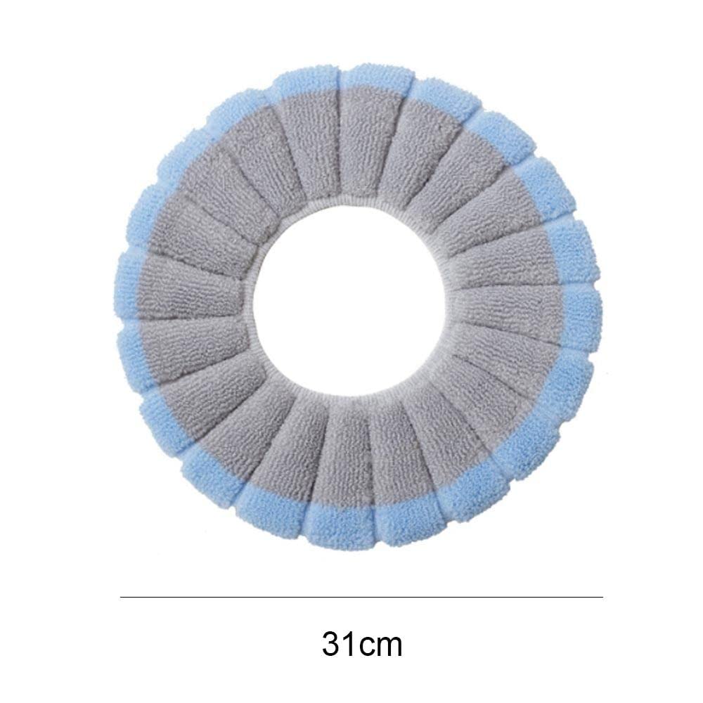 WEISHA Toilet Seat Pad Thicker Washable Cushion Winter with Handle Knitting Hanging Loop Toilet Accessories(with Handle,Beige)