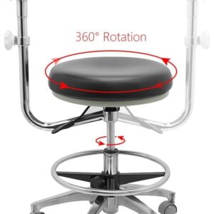 DenFactory Assistant Stool Chairs Adjustable Height with Adjustable Footring and Heavy Base for Lab Exam Rooms