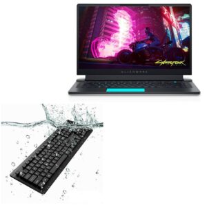 boxwave keyboard compatible with alienware x15 gaming (r1) (keyboard aquaproof usb keyboard, washable waterproof water resistant usb keyboard for alienware x15 gaming (r1) - jet black