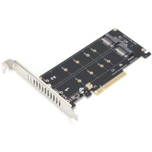 Adapter Card, NVME SSD and M.2 PCIE Interface Device, 2 X 32Gbps Full Speed Signals, M.2 Hard Disk Interface, PCIe X8 Interface Thickening Technology for Home Computers(Black)