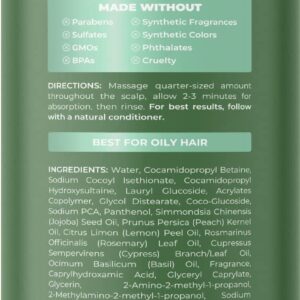 Extra Clarifying Shampoo and Scalp Scrubber - Sulfate Free Cleansing Shampoo for Oily Hair Care with Hair Shampoo Brush and Scalp Exfoliator Made with Recycled Wheat Straw and Soft Silicone 8oz