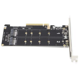 Adapter Card, NVME SSD and M.2 PCIE Interface Device, 2 X 32Gbps Full Speed Signals, M.2 Hard Disk Interface, PCIe X8 Interface Thickening Technology for Home Computers(Black)