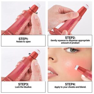 Paminify Blush Beauty Wand,Matte Face Blush Contour Wand with Cushion Applicator,Smooth Creamy Dewy Liquid Blush Wand,Blendable Blush Rouge Stick for Cheek,Cruelty-free,103 Rosa,Cool Pink