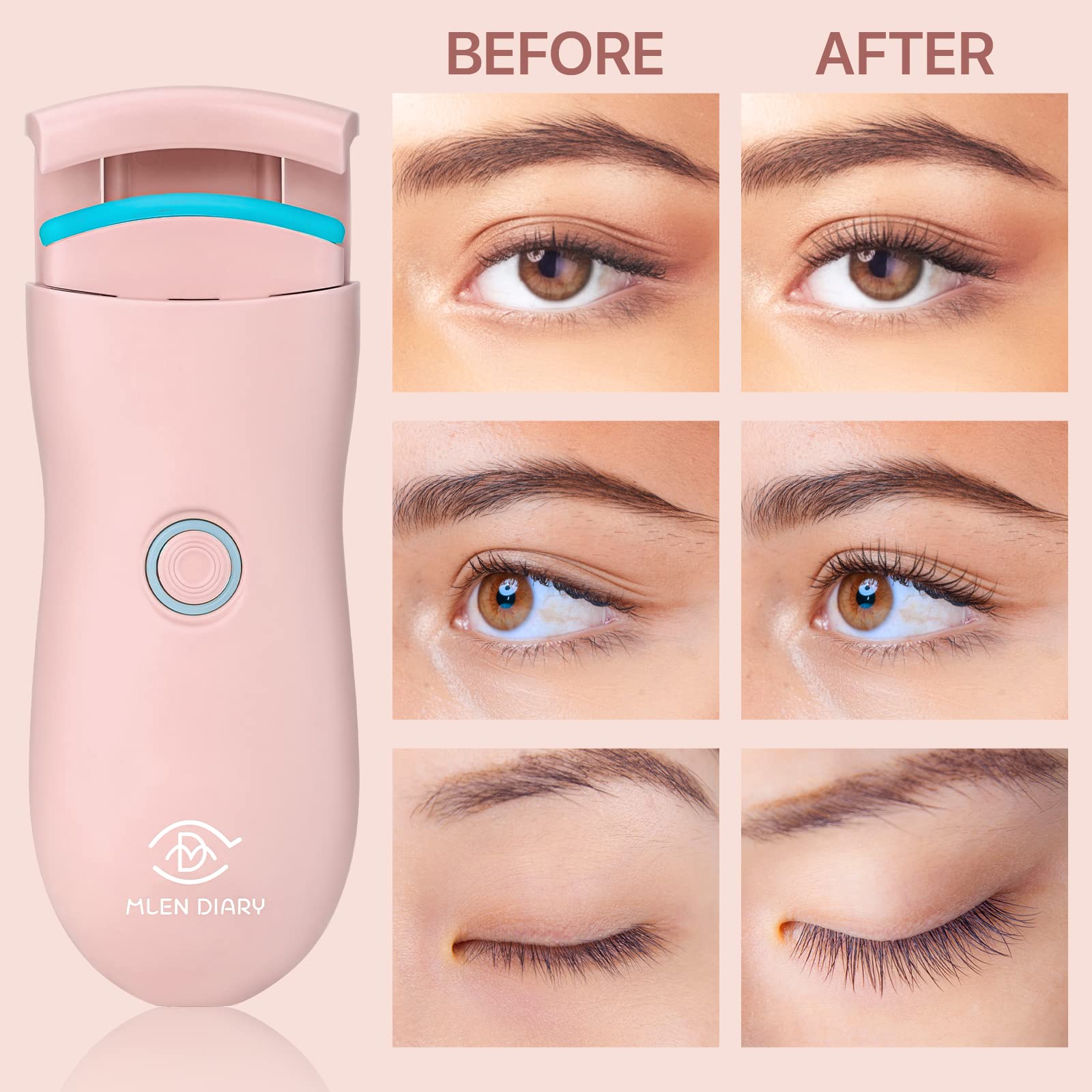 Heated Eyelash Curler, USB Rechargeable Eyelash Curlers, Electric Lash Curler for Quick Natural Curling and Long Lasting, 2 Heating Modes Lash Curling Tool for Women