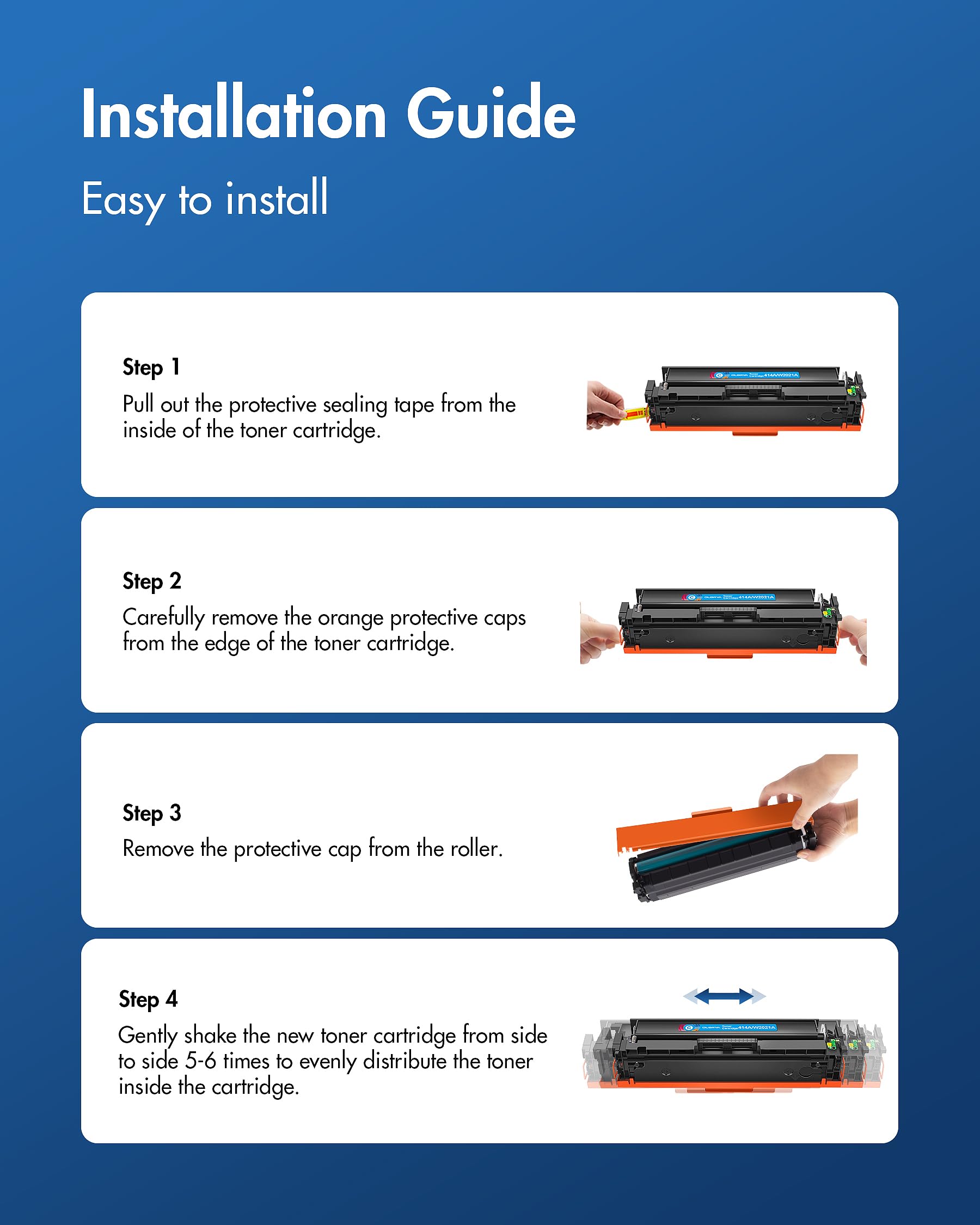 414A Toner Cartridge 4 Pack (with Chip) - 414X Replacement for HP 414A HP 414X, Compatible with HP Color Laserjet Pro MFP M479fdw Toner, Color Laserjet Pro M454dw M454dn M480f M455dn Printer | W2020A