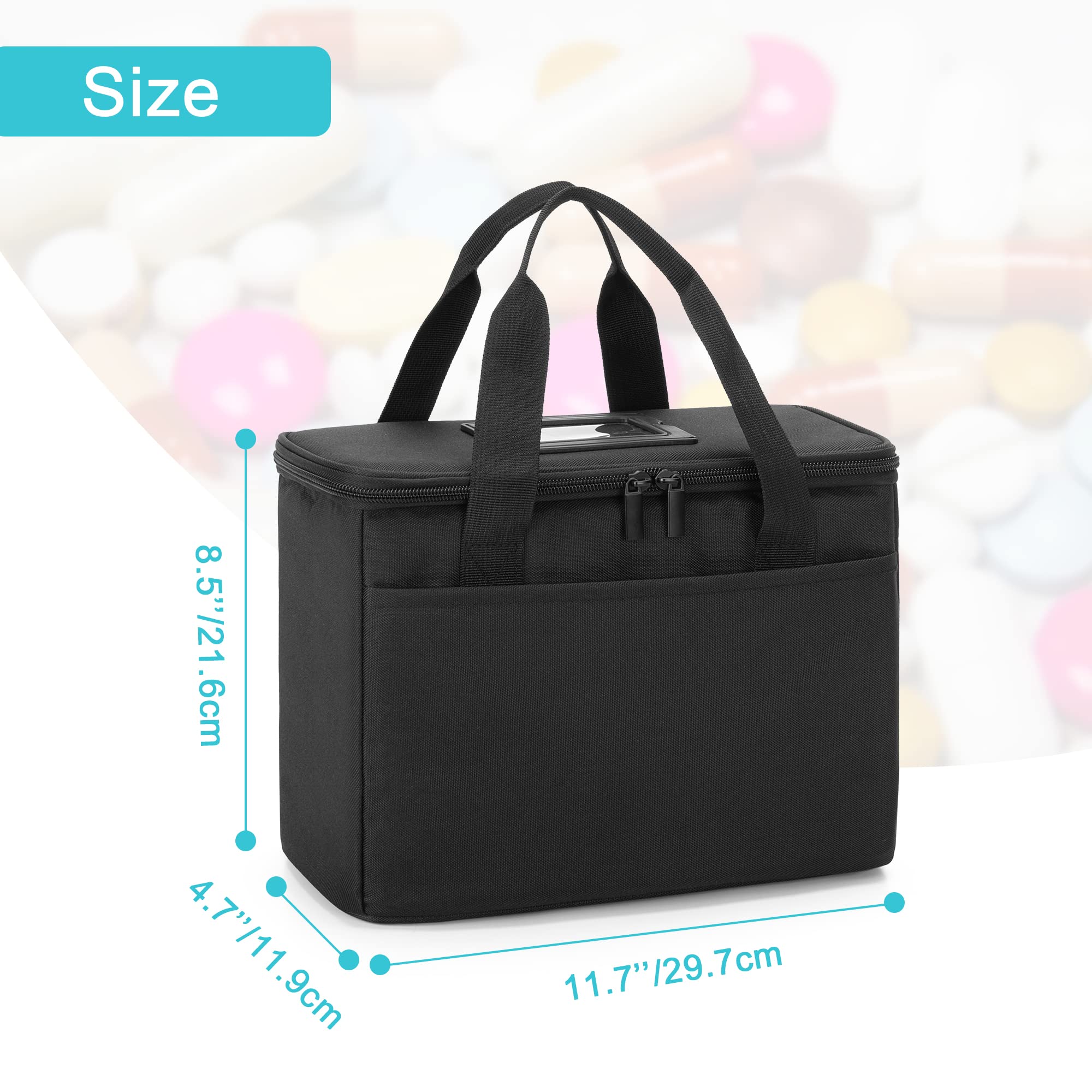 Trunab First Aid Bag Empty Small Medicine Storage Case, Insulated Medication Cooler Bag, Travel Pill Bottle Organizer for Prescription, Insulin, Supplements or Medical Supplies, Black(Bag Only)