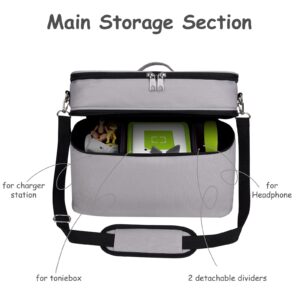 Bevegekos Storage Carrying Case Bag for Tonies/Storypods Accessories, for Tonie Characters, Charging Station & Headphone, Case Only (Large, Grey)