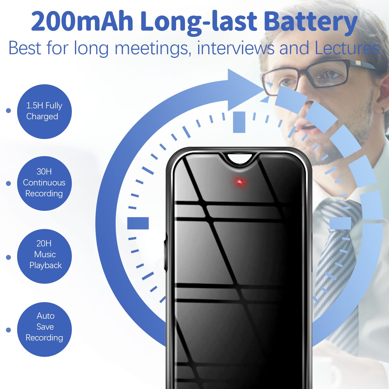 Voice Recorder-64GB(4552 Hours) Large Memory Voice Recorders|Magnet Adsorption Long Lasting Voice Recording Device with Android OTG, Compatible with Windows iOS Smart Phone